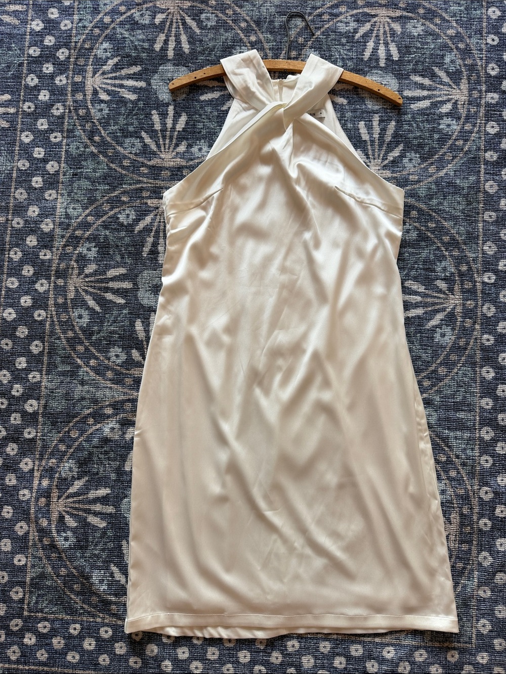 Grace Karin White Satin Twist Halter Midi Dress
